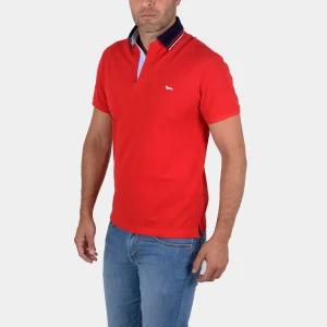 Camiseta Polo Rojo Cuello Azul Marino H&B
