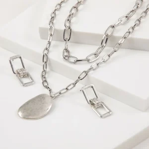 Set Collar Y Aros Trini Plateado Humana