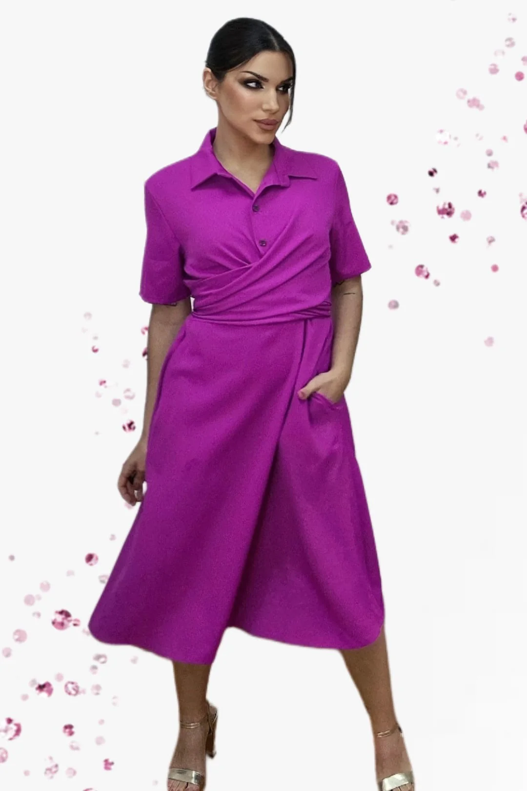 Vestido Escote Cruzado Malva