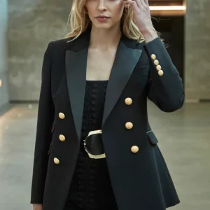 Blazer Dama Negro Botones Dorados T.E.