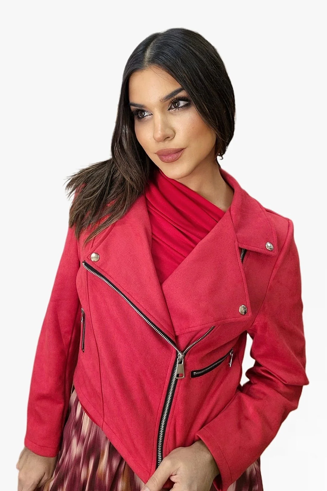 Biker Cremalleras Melocoton Roja - Imagen 6