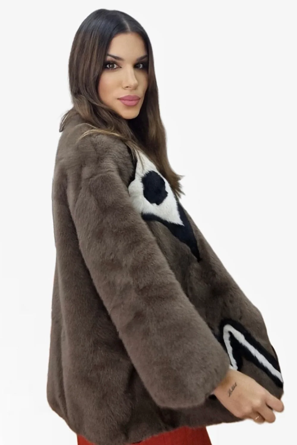 Abrigo Etnico Peluche Marr贸n - Imagen 4