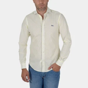 Camisa Crema Micro cuadro Amarillo H&B