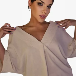 Camisa Escote Fluida Beige
