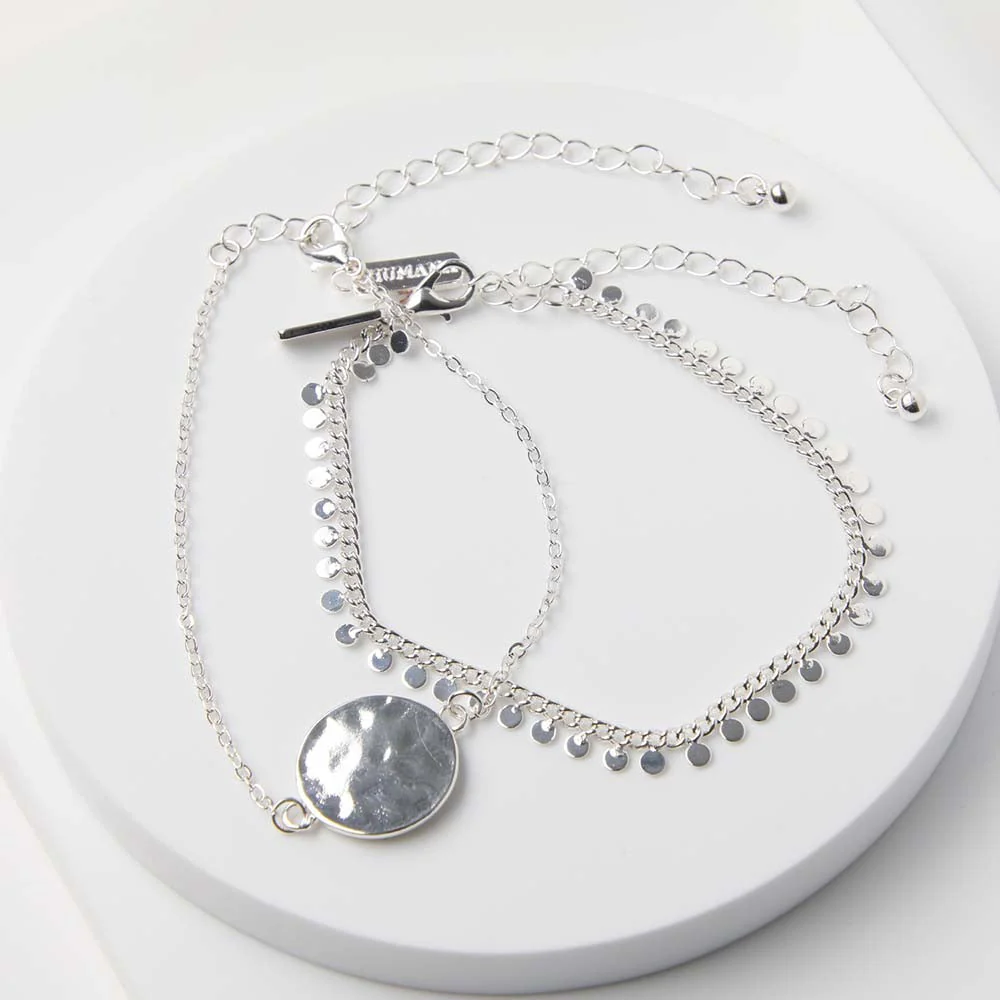 Set Pulseras Plateadas Essential Coins Humana