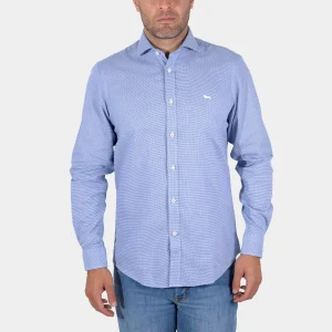 Camisa Azul Minimalista Bordado Logo H&B