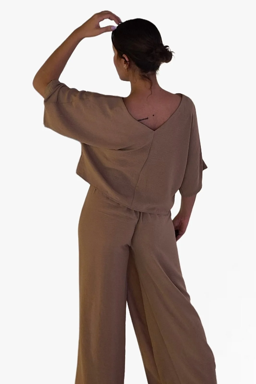 Pantalon Pareo Boton Marrón - Imagen 6