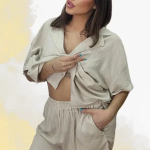 Pantalon Corto Engomado Beige