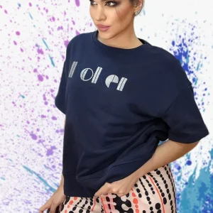 Camiseta Koker Bordado Azul Marino