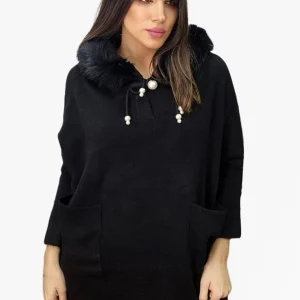 Jersey Capucha Pelo Negro