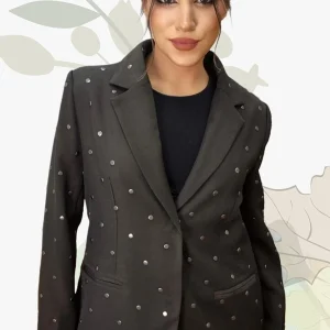 Blazer Solapas Tachuelas Marrón