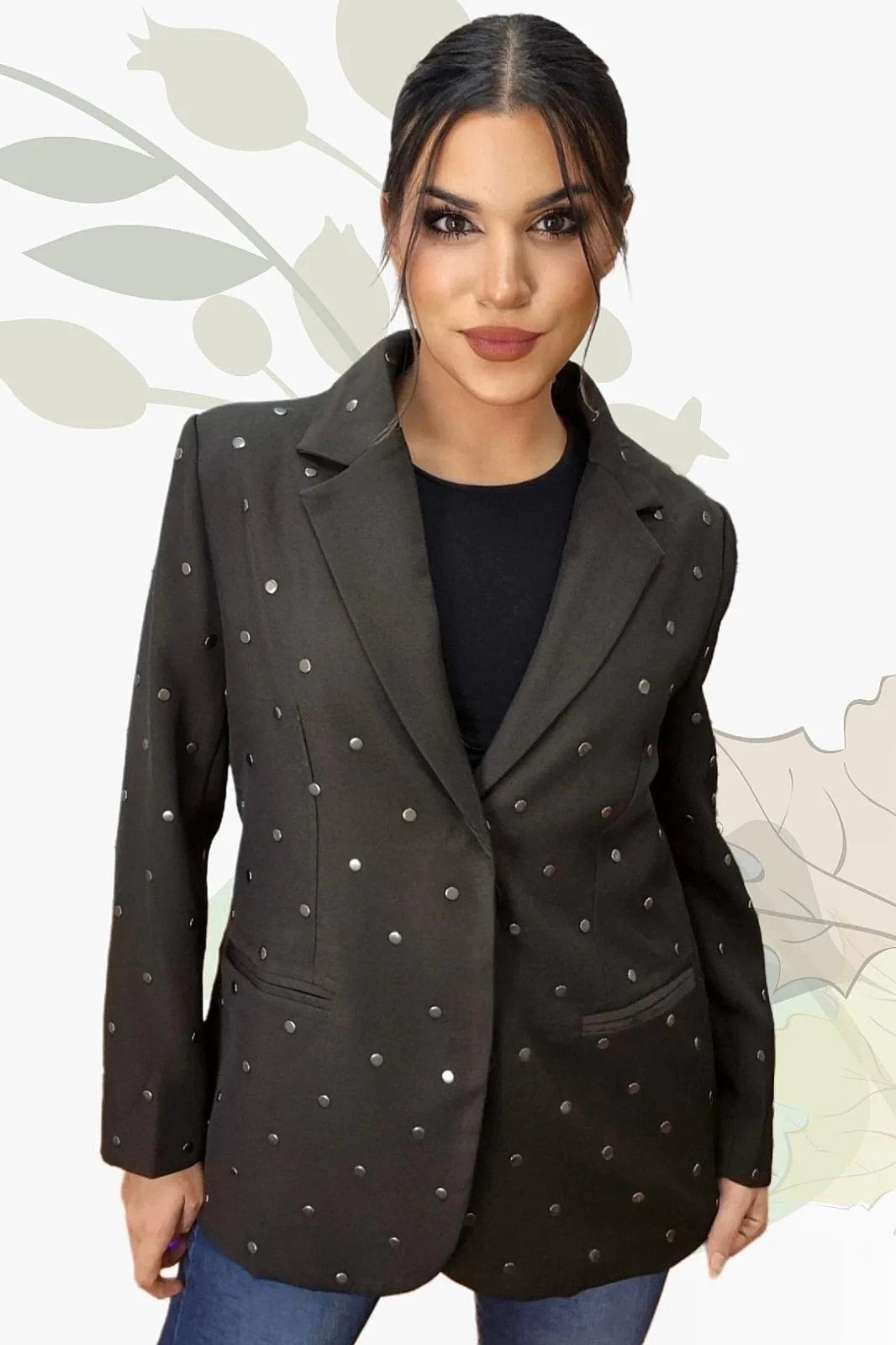 Blazer Solapas Tachuelas Marrón