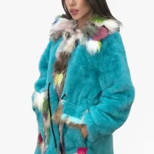 Abrigo Peluche Multicolor Largo