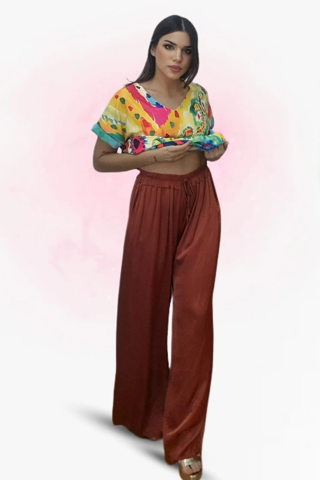 Pantalon Palazzo Cordon Marron