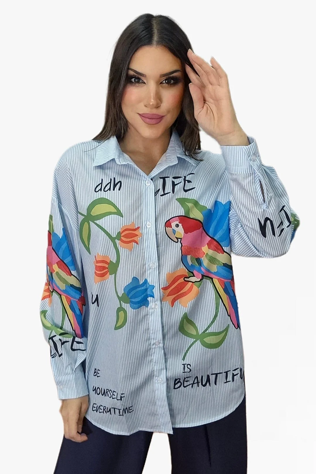 Camisa Life Parrots Azul - Imagen 8