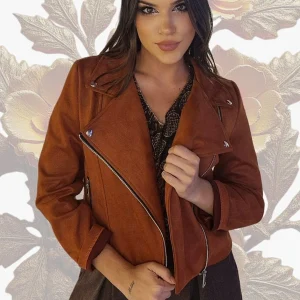 Biker Cremalleras Melocoton Naranja