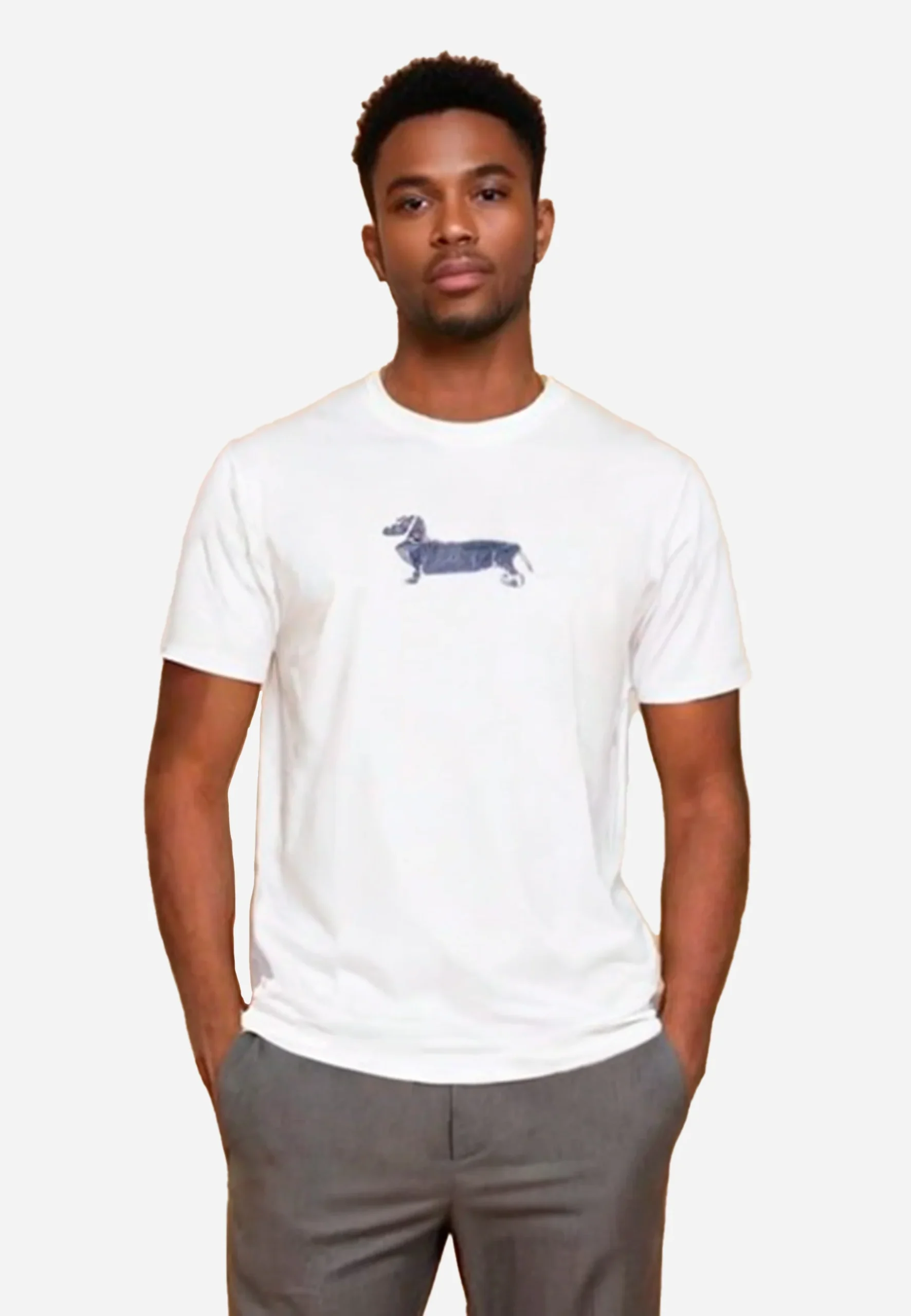 Camiseta Hombre Blanca Logotipo De Perro H&B