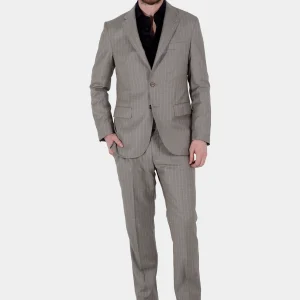 Traje de Hombre Café Rayas Lana B.