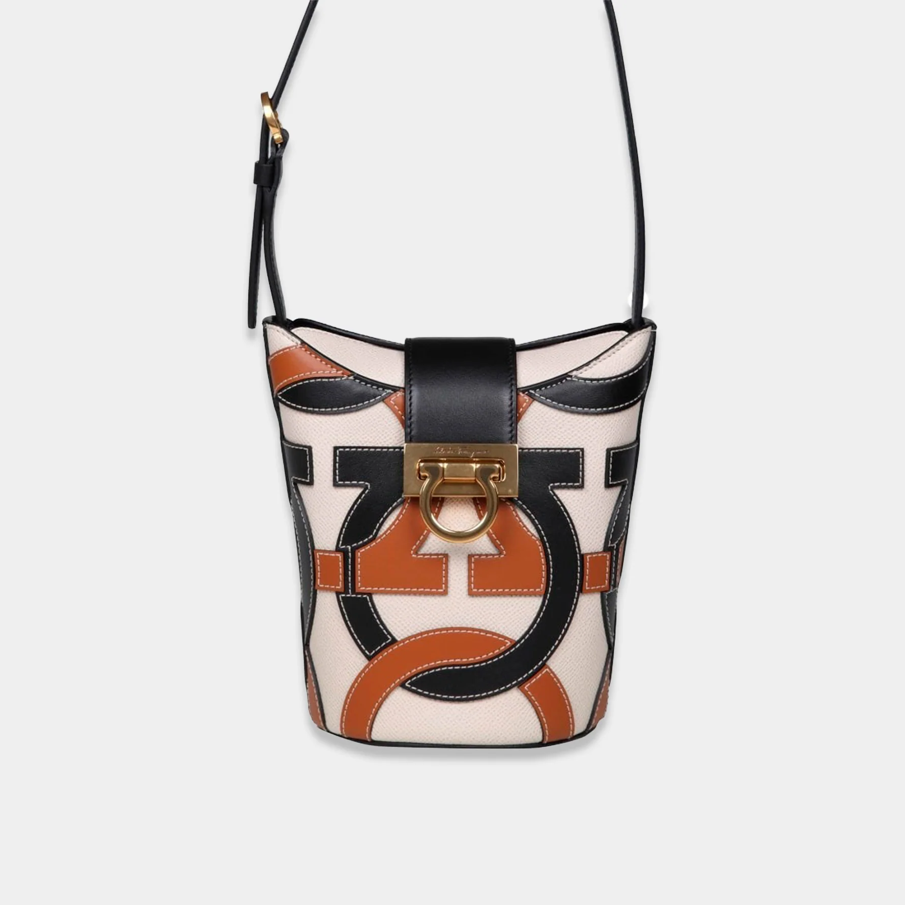 Bolso Dama Gacinni Color Cafe Con Blanco S.F.