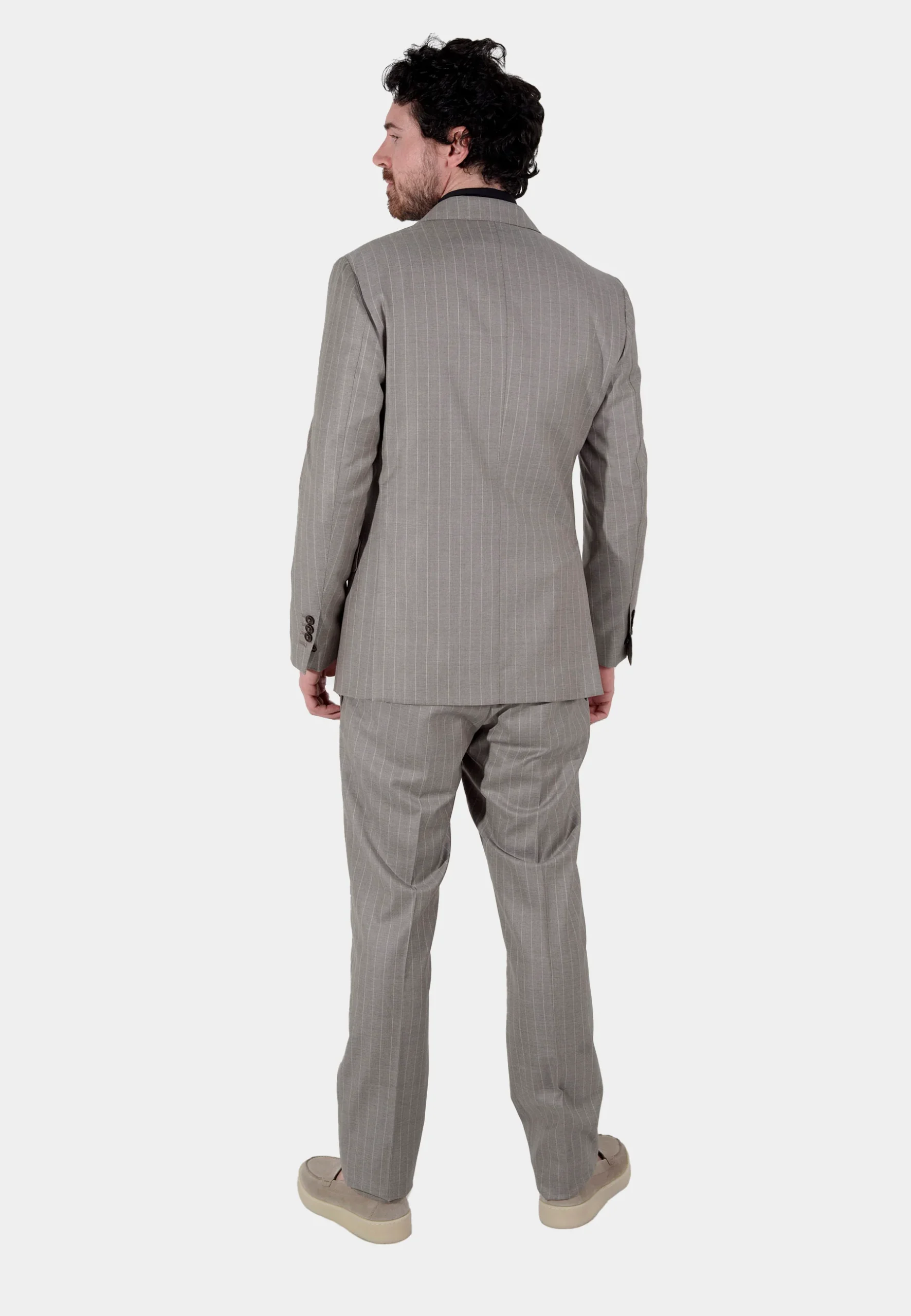 Traje de Hombre Café Rayas Lana B. - Imagen 3