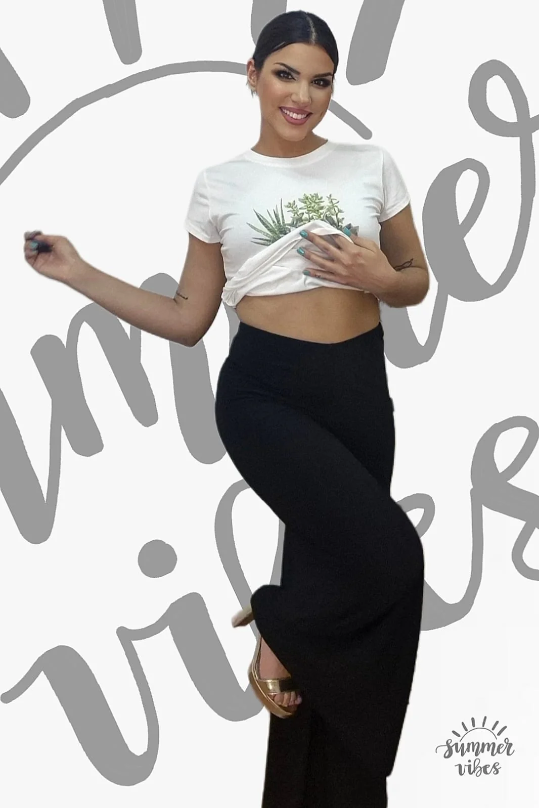 Pantalon Punto Fluido Negro