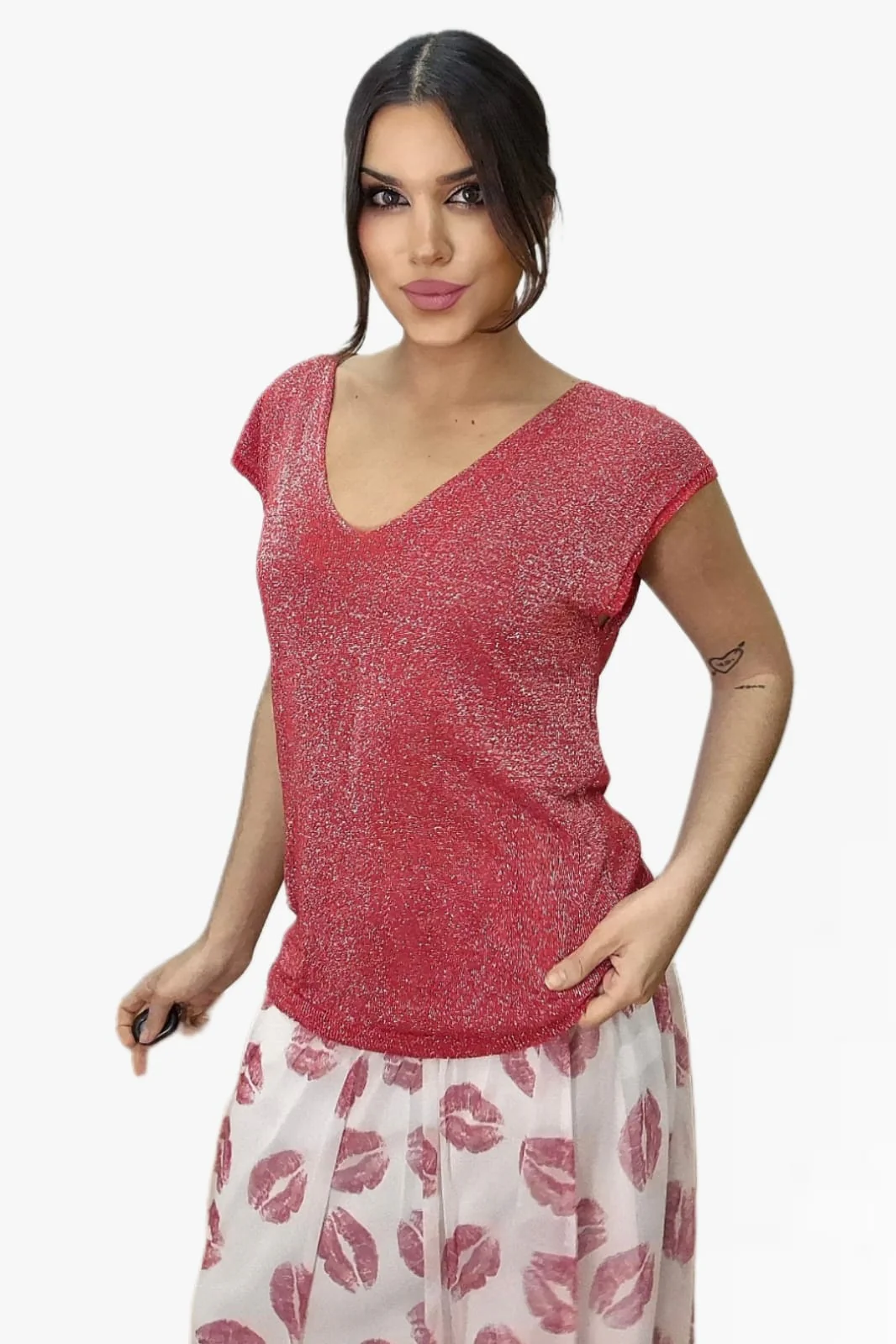 Camiseta Punto Pico Roja - Imagen 4