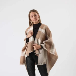 Poncho Tejido Zigzag Café Humana