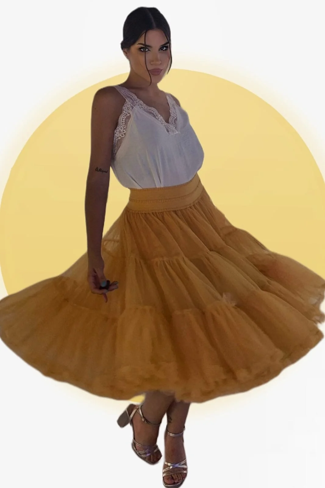 Falda tul amarilla
