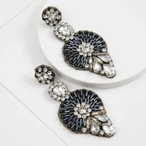 Aros Largo Brillos Azul Humana