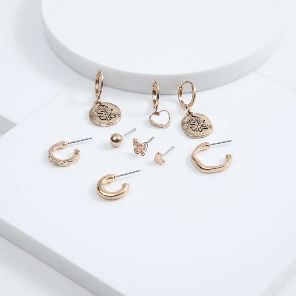 Set Aros Rodiola Dorados Humana