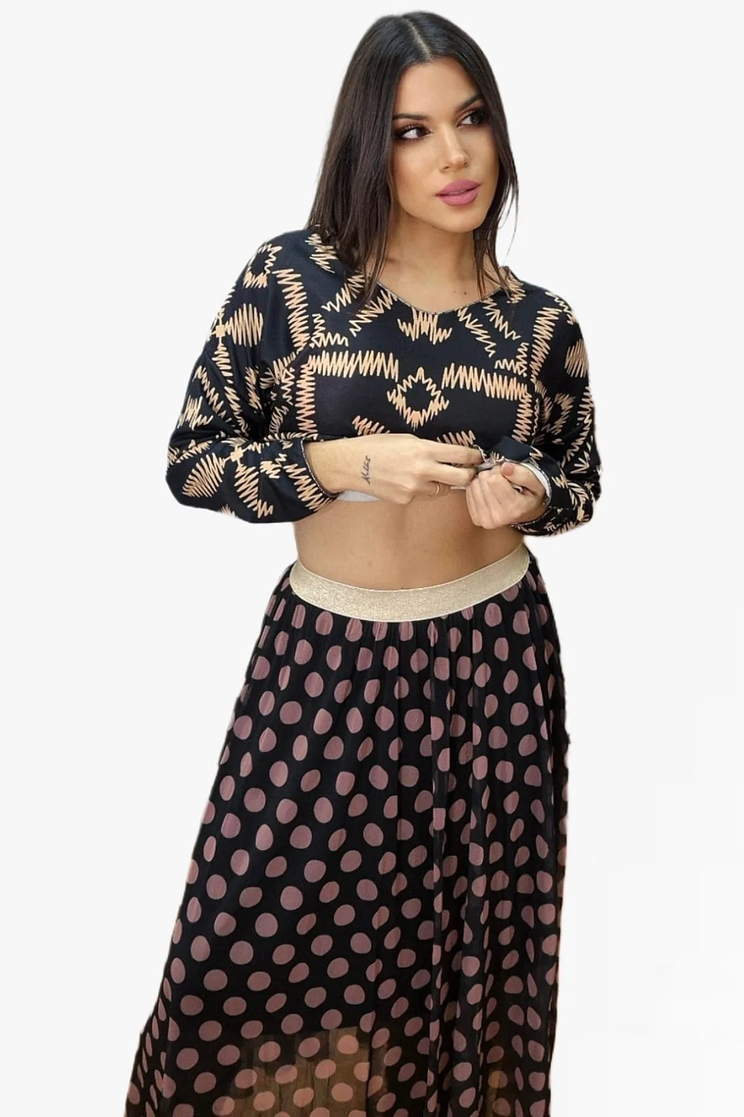 Falda Tul Topos Negra