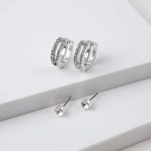 Set Aros Solano Plateados Humana