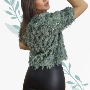 Camisa Fleco Lentejuela Verde