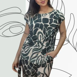 Pantalon Elastico Print Verde