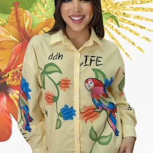 Camisa Life Parrots Amarilla