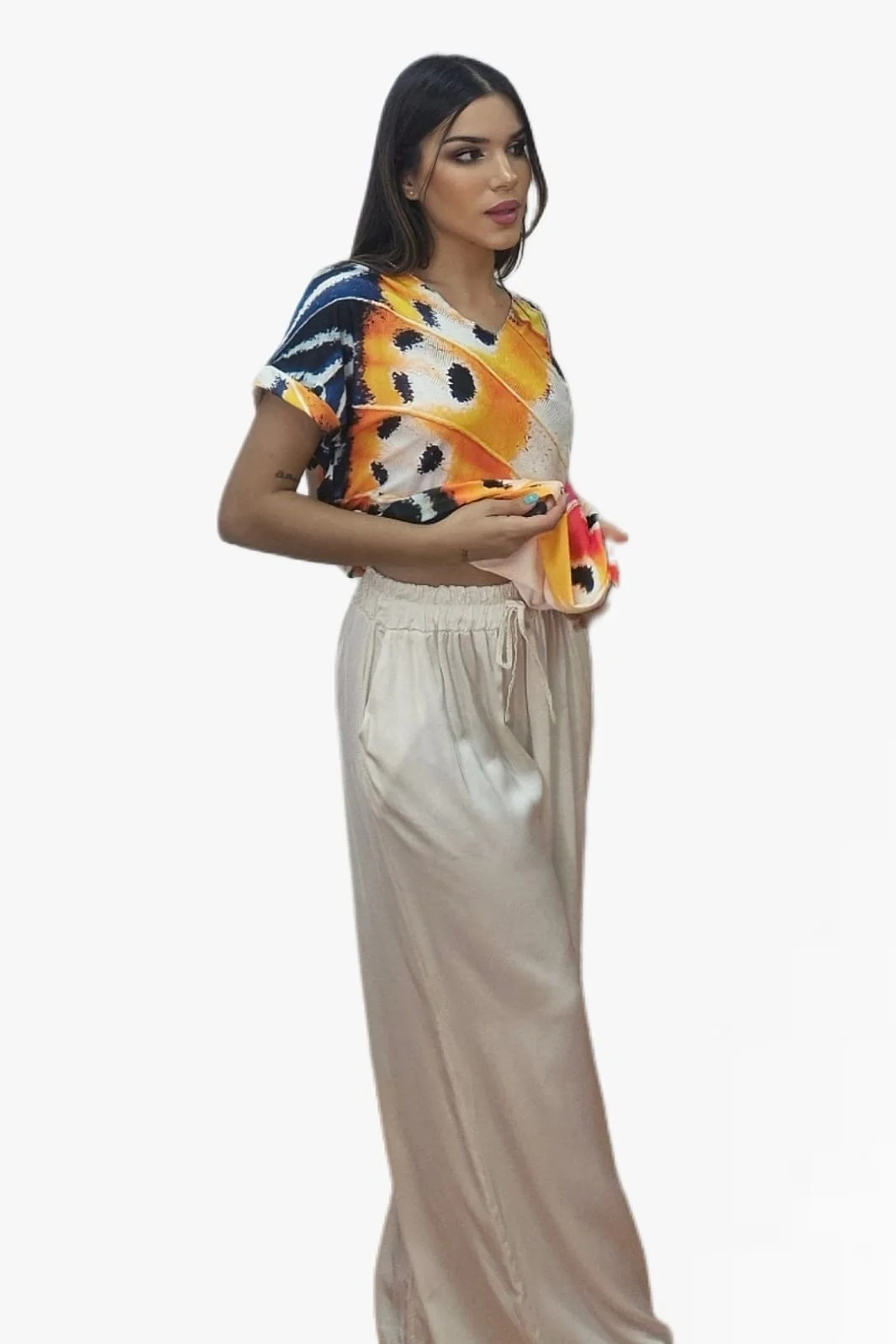 Pantalon Palazzo Cordon Beige - Imagen 4