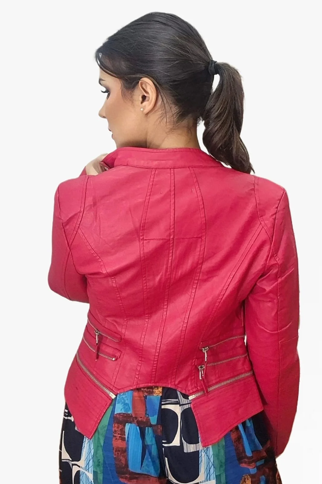 Biker Cremalleras Solapas Roja - Imagen 3