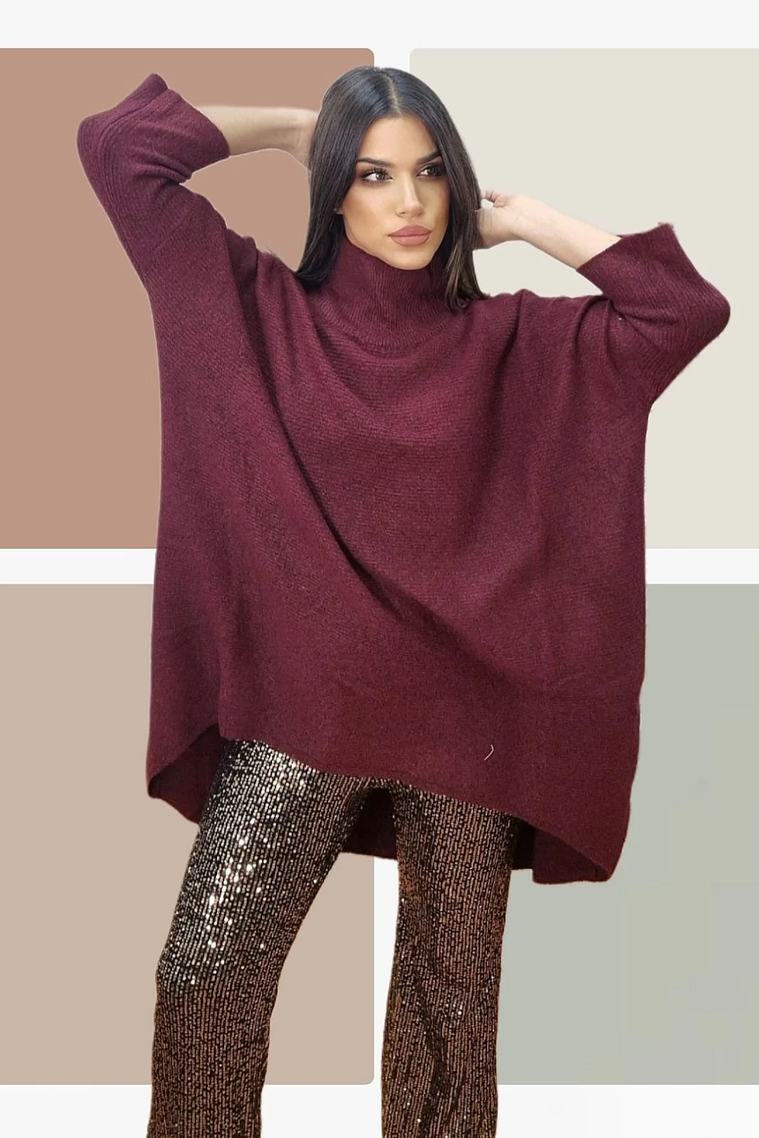 Jersey Largo Desigual Burdeos