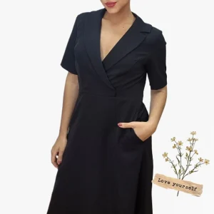 Vestido Camisero Cintura Elastica Negro