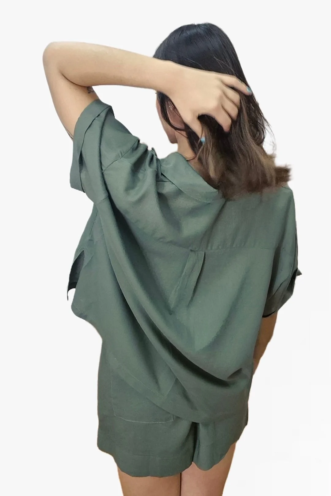 Camisa oversize abotonada Verde - Imagen 4