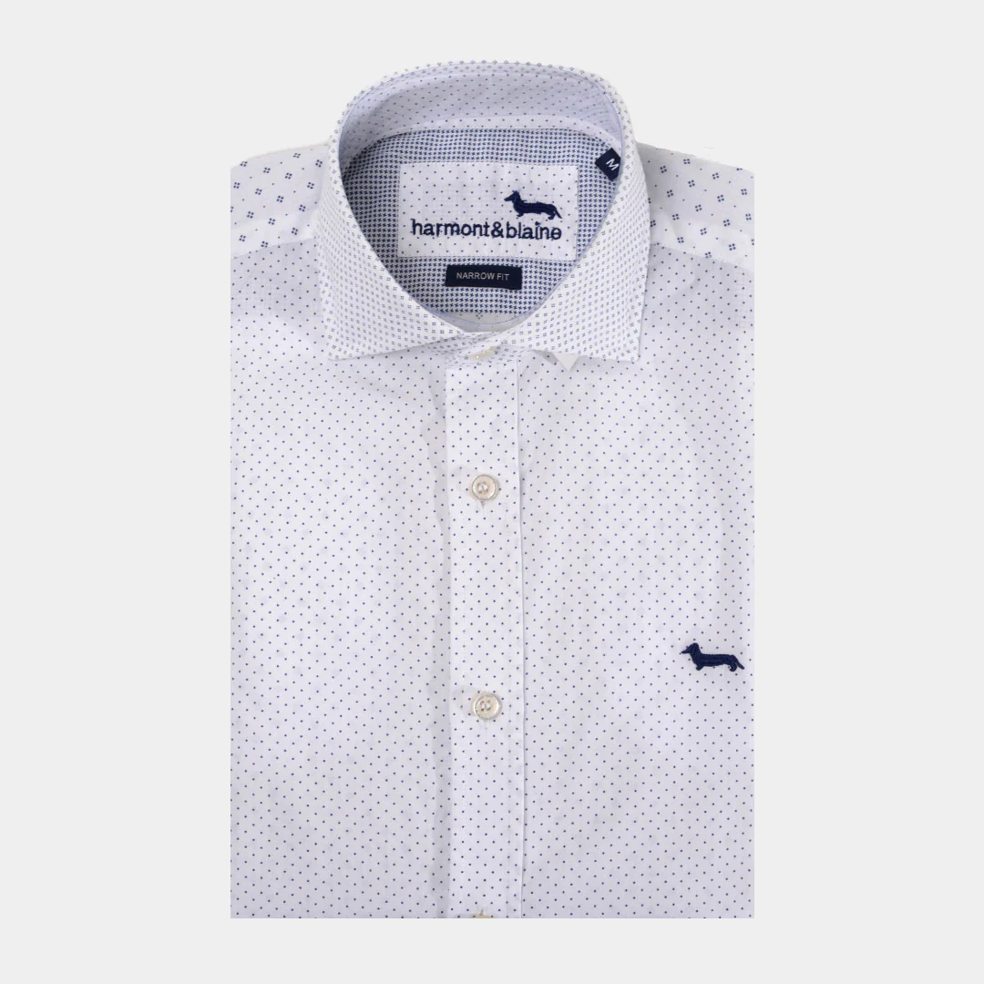 Camisa Blanca Diseños Azul H&B