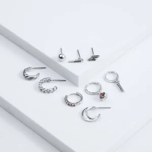 Set Aros Salvia Plateados Humana