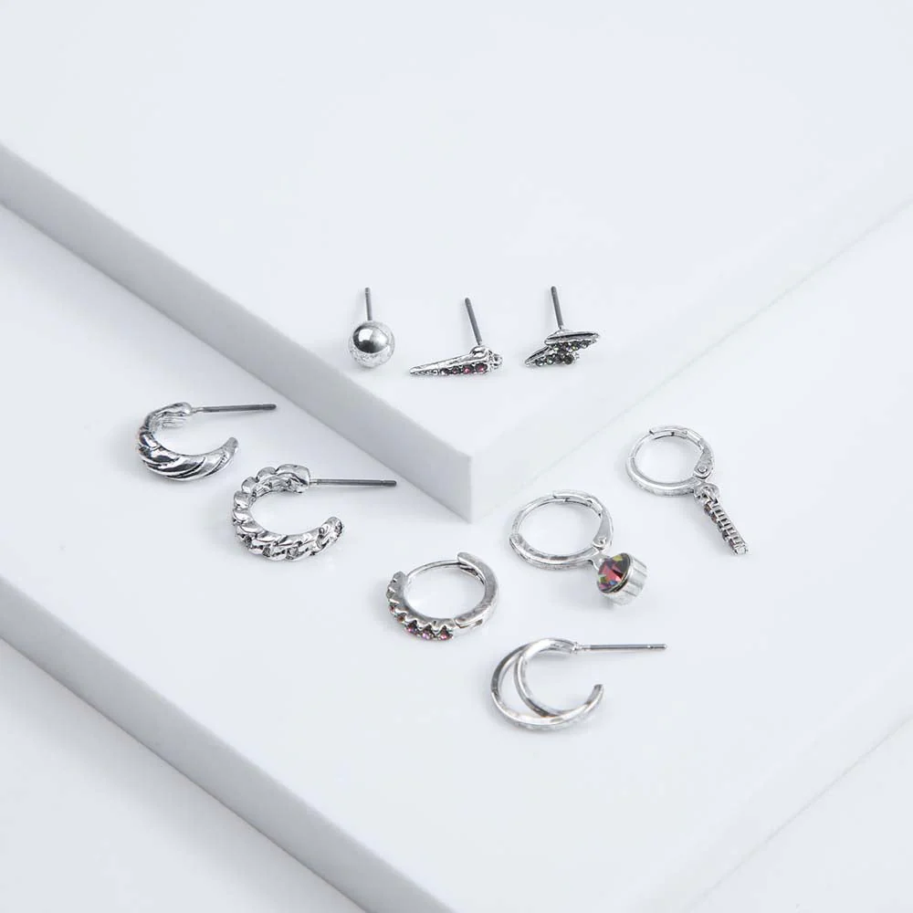 Set Aros Salvia Plateados Humana