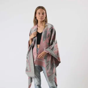 Poncho Hojas Rosado Tatienne