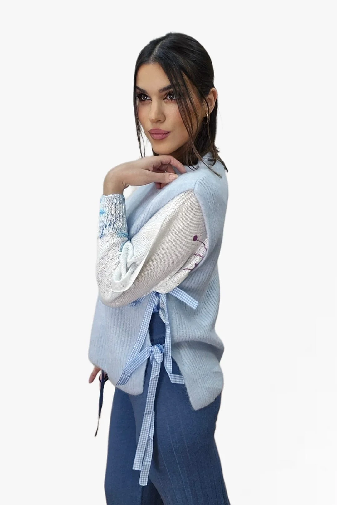 Camiseta Hombreras Lazo Lateral Azul - Imagen 5