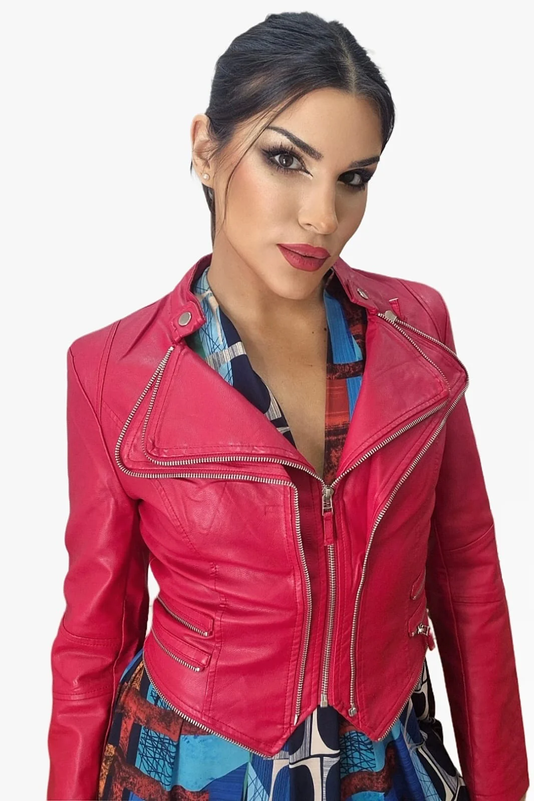 Biker Cremalleras Solapas Roja - Imagen 9