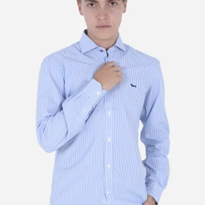 Camisa Clásica Celeste Rayas Verticales H&B