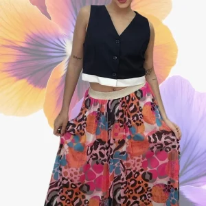 Falda Tul Animal Print Rosa