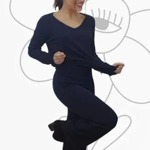 Pantalon Punto Basico Azul