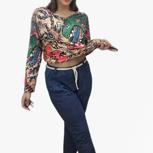 Pantalon Cinturon Anudado Azul